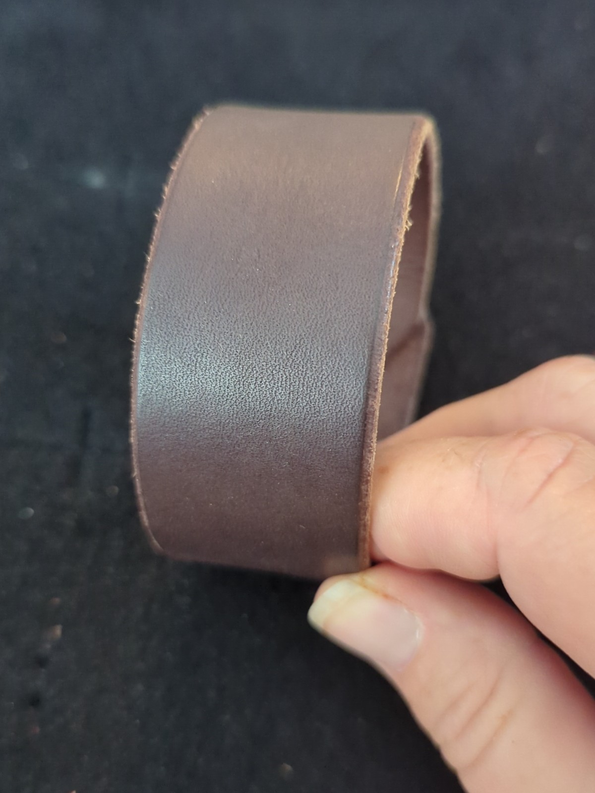Dark Brown Leather Snap Button 9.5 Inch Bracelet Hand Made Simple No Pattern