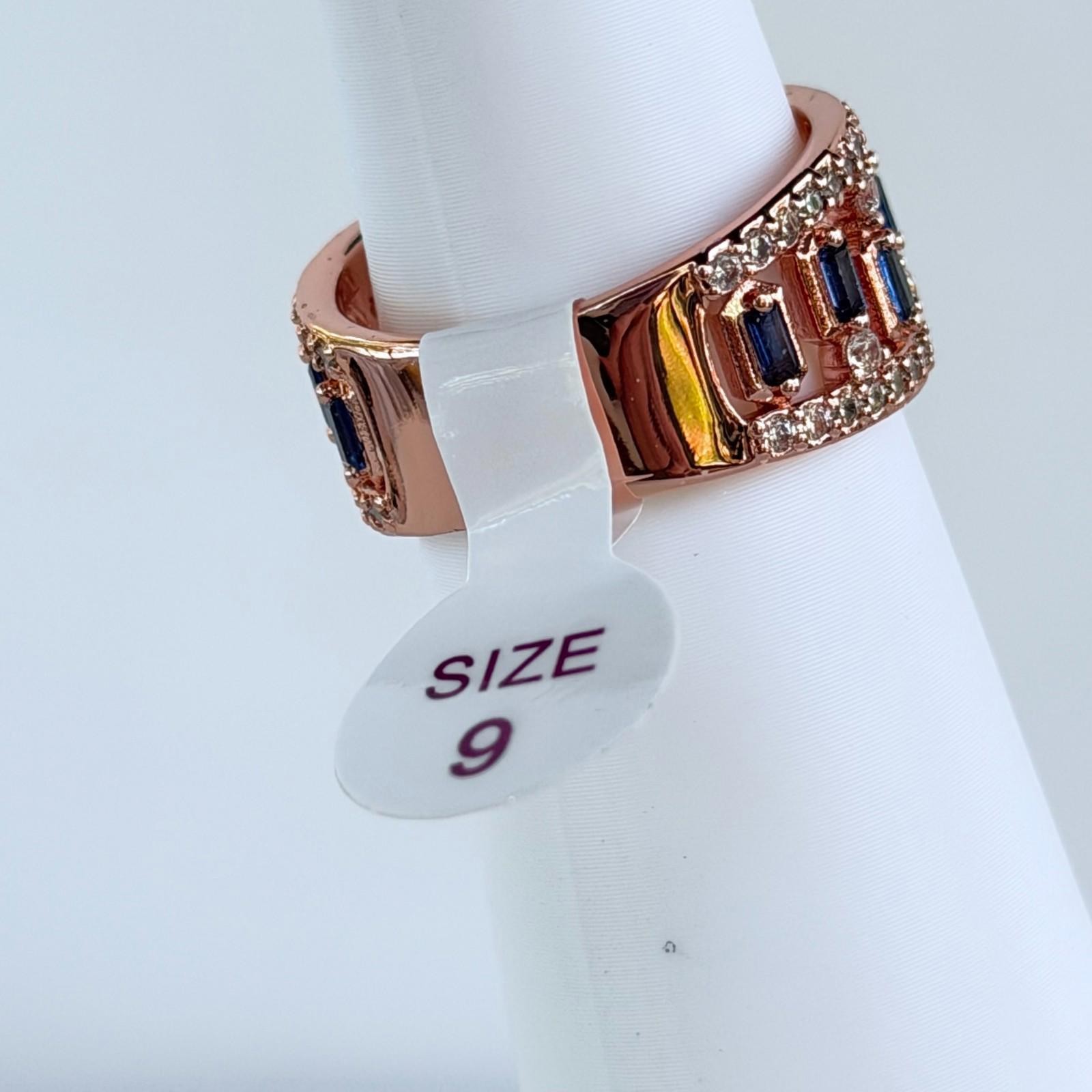 Bomb Party September Ring Sz 9 “Love In the Space Between” LC Sapphire Rose Gold