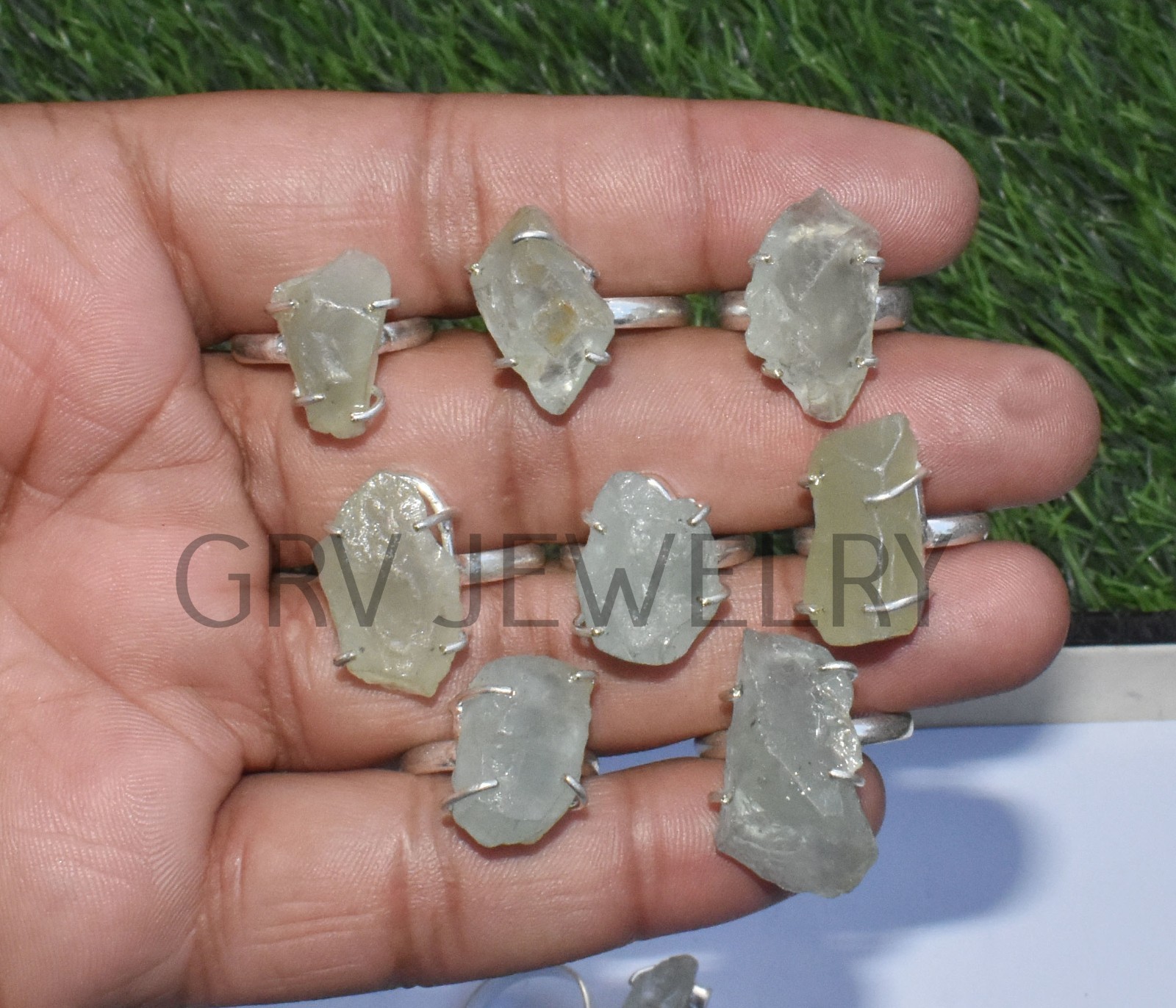 1-500 Pcs Rough Aquamarine In Wholesale Rings Lot Bulk: Silver Plated Whr-77