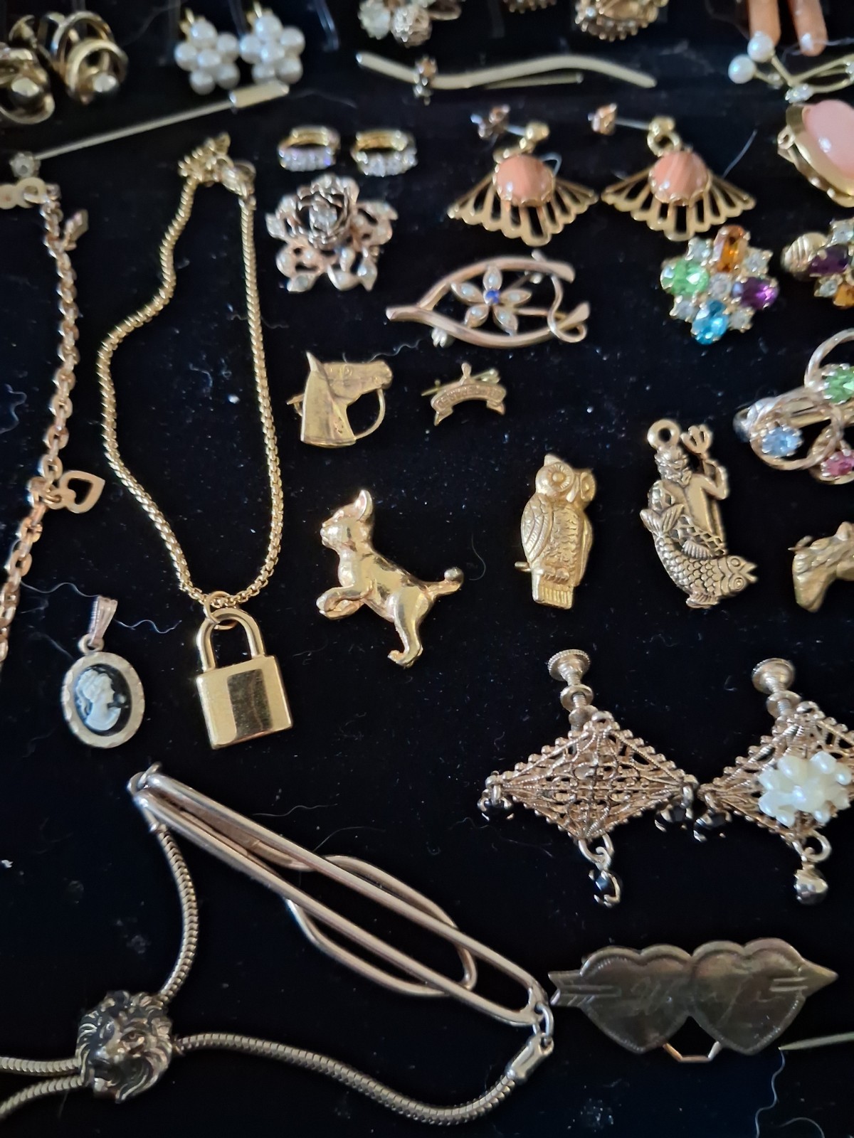 Antique 10k 12k Gold Filled Some Gold Plate Jewelry Lot 264g Wearable & Scrap