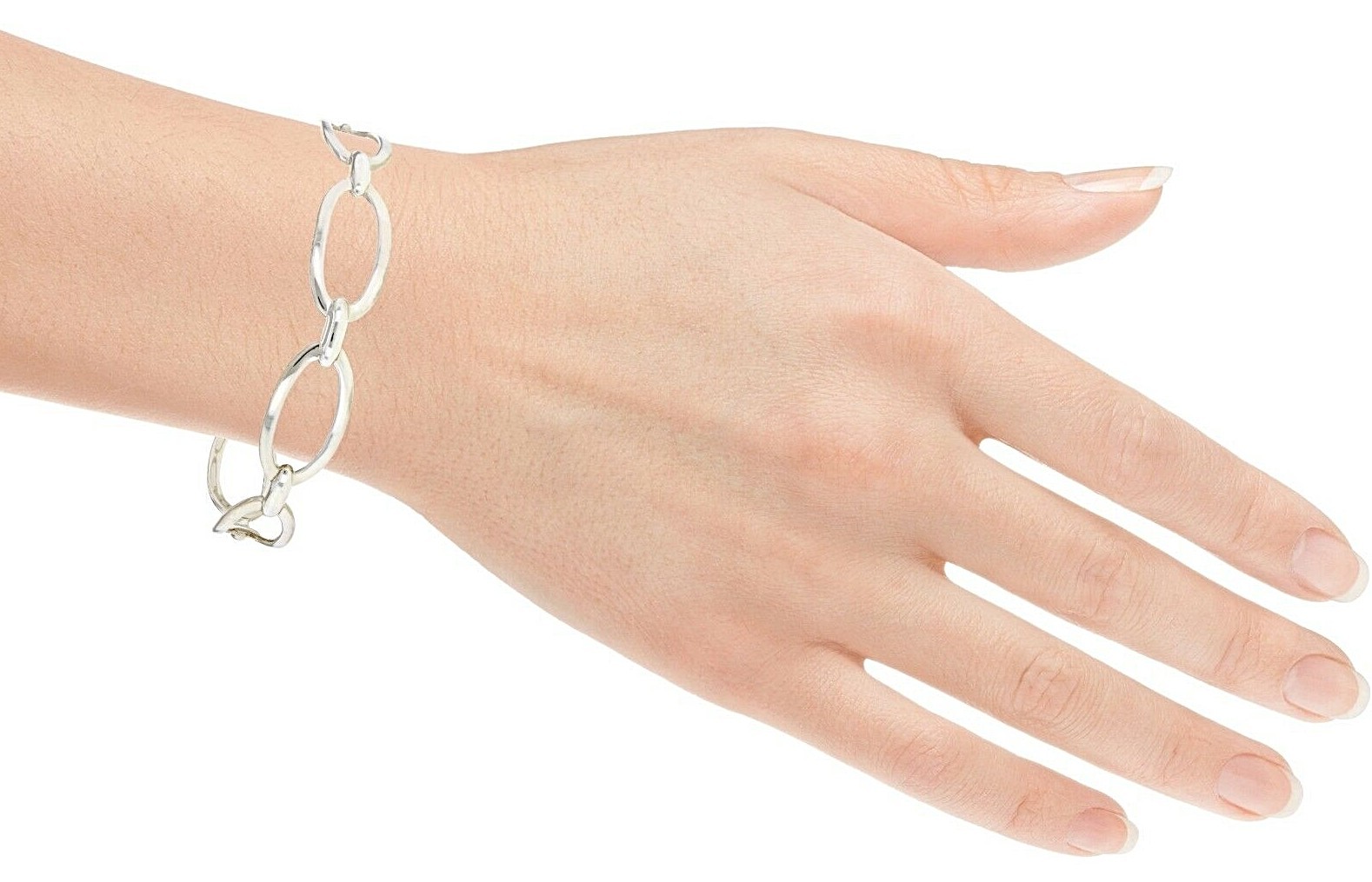 925 Sterling Silver Chain Links Slip On Bangle Bracelet 7.5″ 13.25mm 17 grams