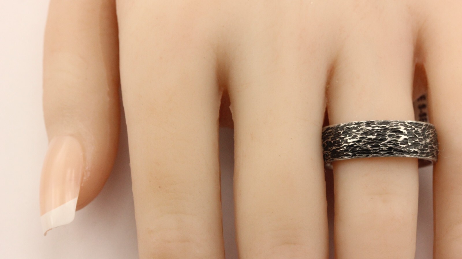 935 Argentium Silver wedding band sz10 comfort fit 7mm textured black rhodium