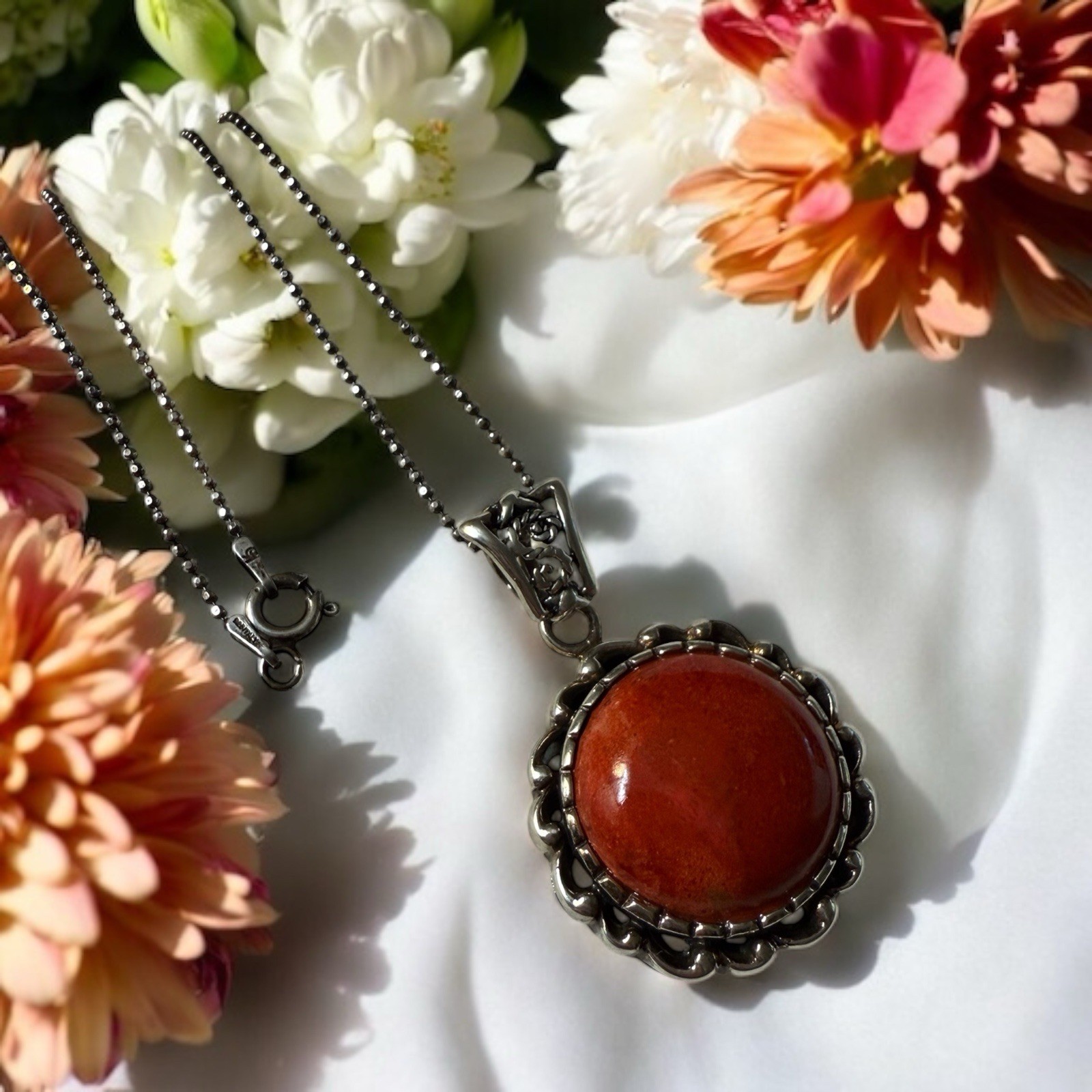 JTV BBJ Bangkok Ratnaraj Jewelers Sterling Silver Sponge Coral Necklace