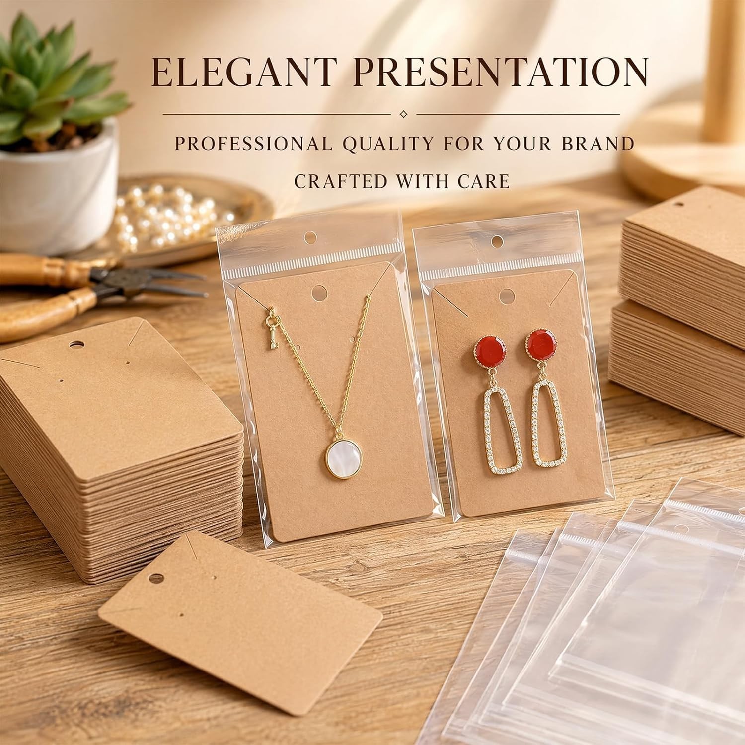 Earring Display Cards 3.5 x 2.4 in with Packaging Bags Jewelry Display Tags