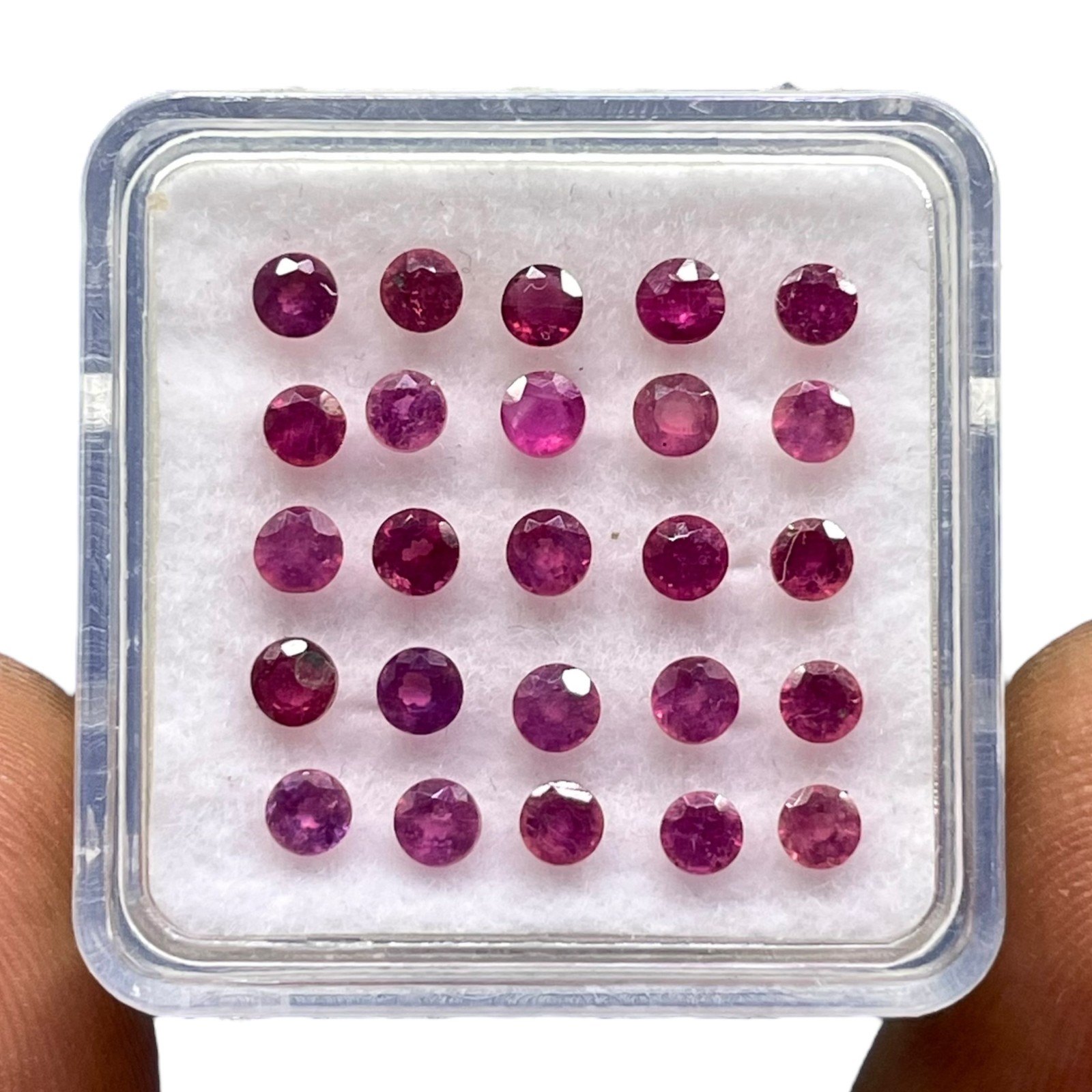 25 Pcs Natural Ruby Round Cut 2.4mm Stunning Red Transparent Loose Gemstones Lot