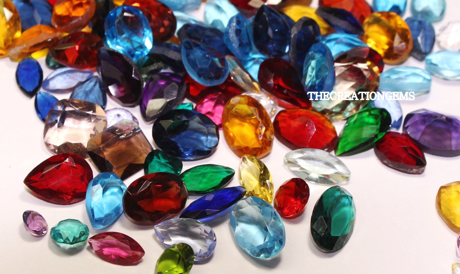Lab created Mixed Semi-precious Gemstones Lot with multiple shapes sizes n Color