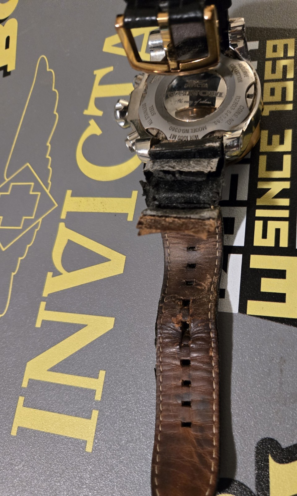 Invicta Reserve Men’s Quartz Chronograph Black Dial Leather Strap 52mm 1000m