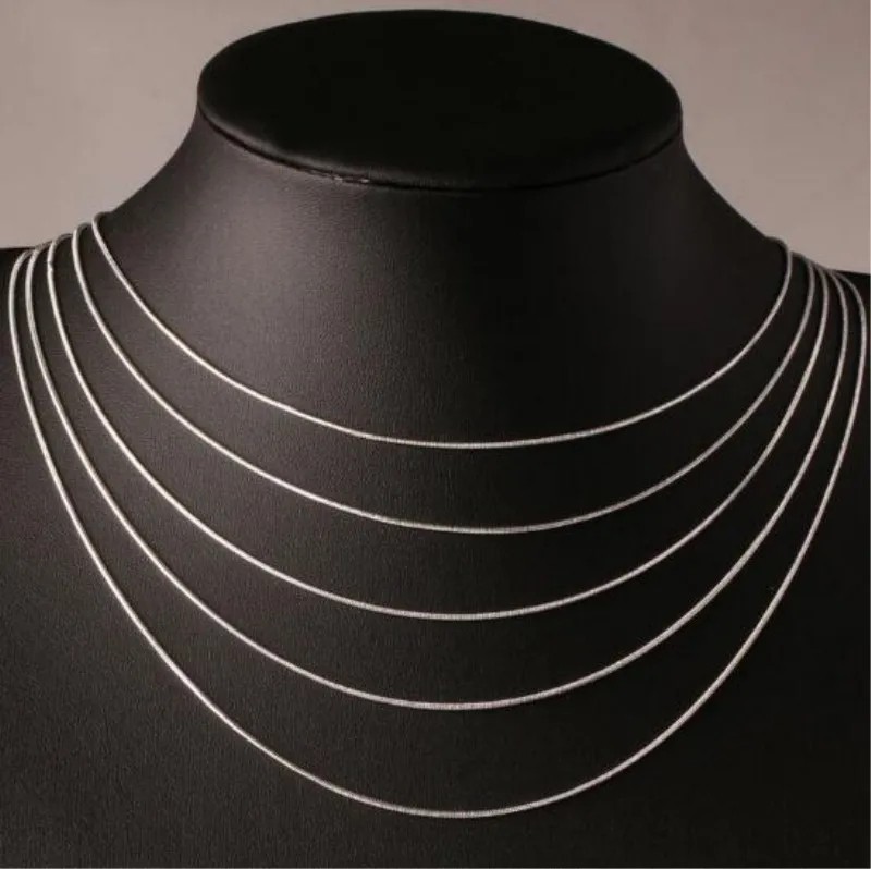 925 Sterling Silver 1mm Snake Chain Necklace 18 20 24 Inch