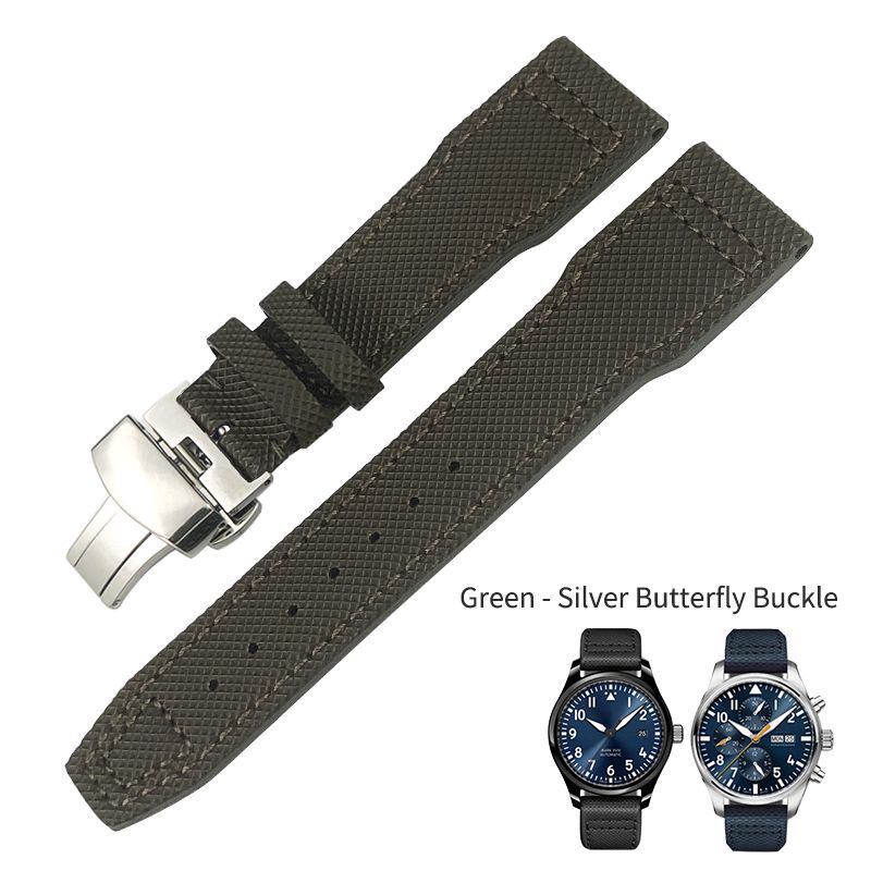 20 21mm Leather Nylon Watch Strap Fits IWC TOP GUN Big Pilot SPITFIRE Mark 18