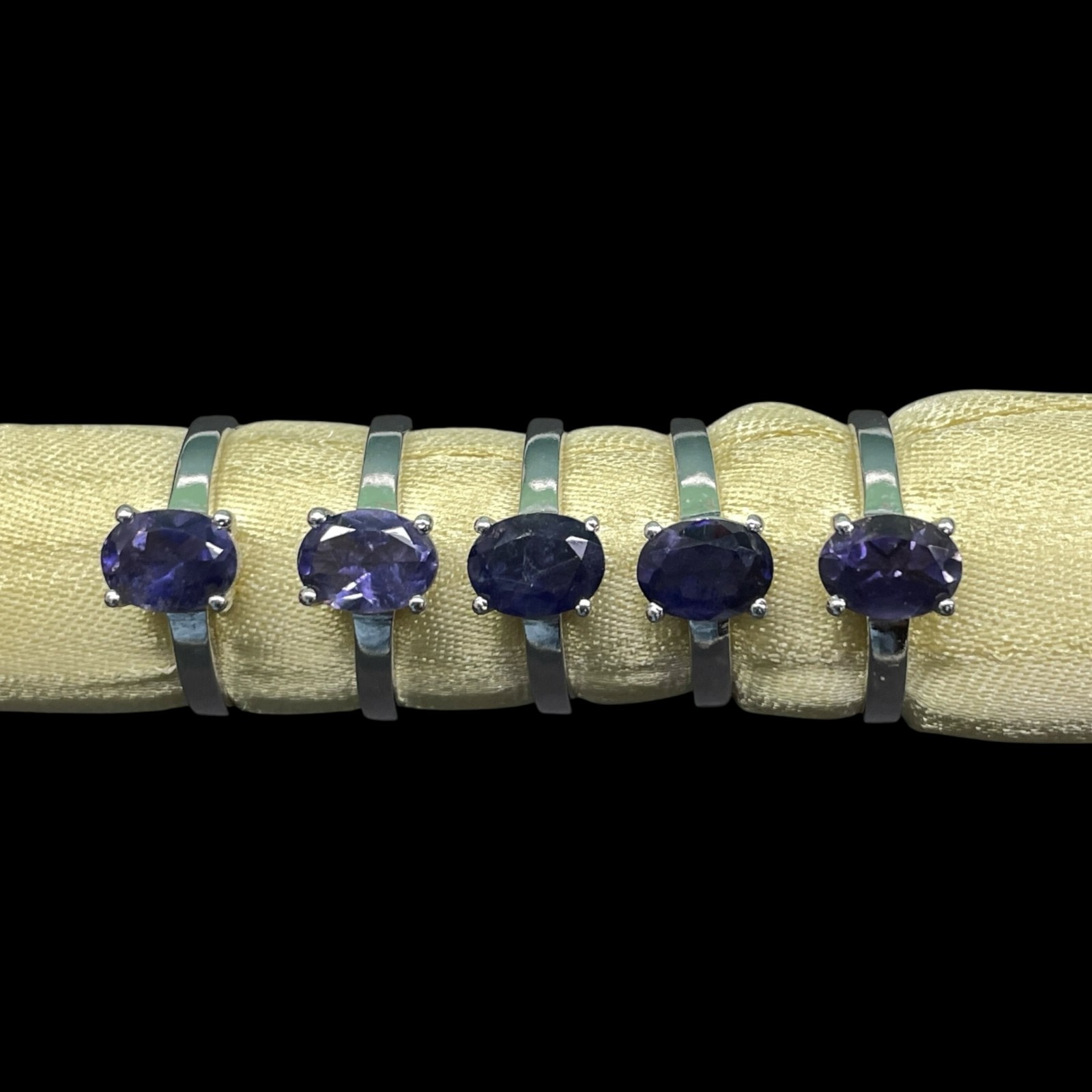 Natural Iolite Ring 925 Sterling Silver 14K WG Rhodium Plated Top Quality