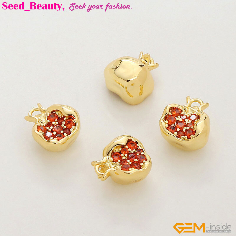 18k Gold Filled Plant Fruit Crystal Charm Pendant Bead Jewelry Making Not plated