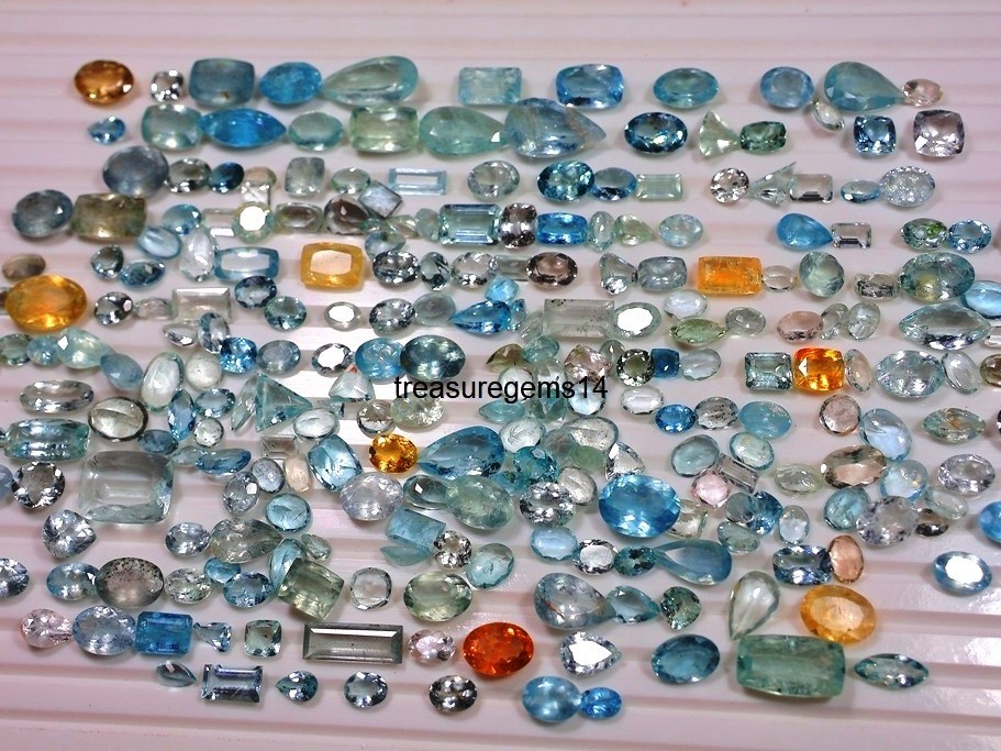 10 Carat Wholesale Lot Natural Santa Maria Aquamarine Faceted Cut Stone Gemstone