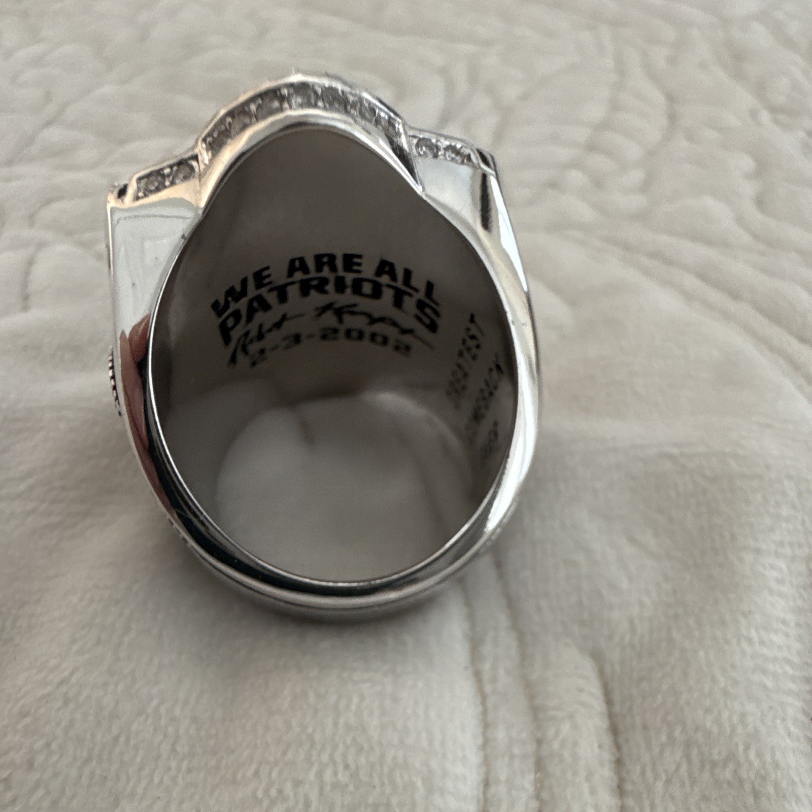 NE Patriots Supperbowl Alloy Steel Ring Blue / Steel Color Ring Size 10? I Think