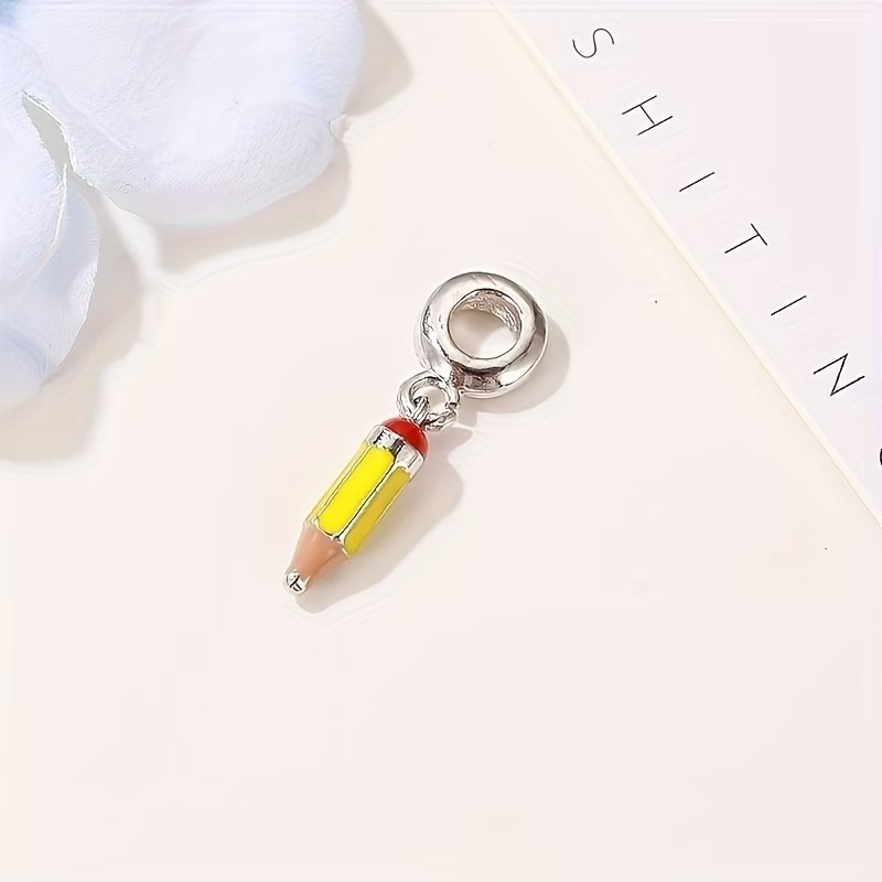 Yellow Pencil Sterling Silver Charm for Bracelet