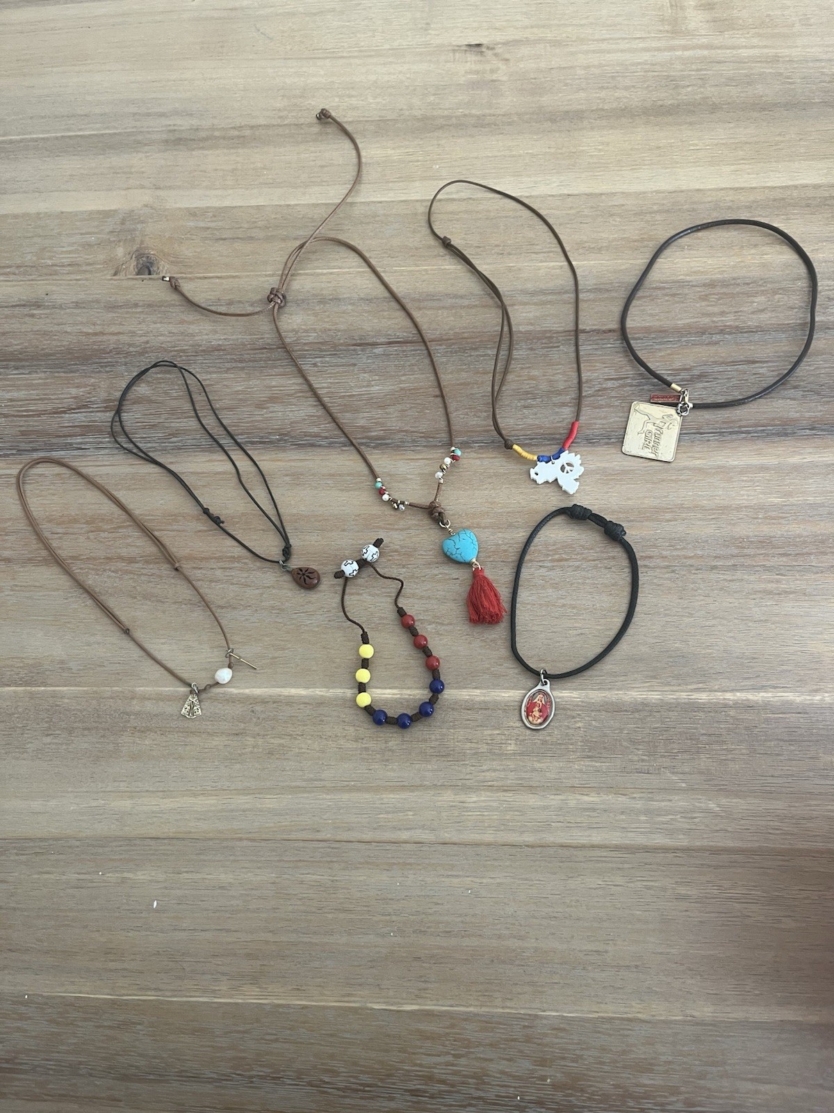 Multicolor Cord Jewelry Mixed Lot 6pc Necklaces Pendants Bracelet Turquoise
