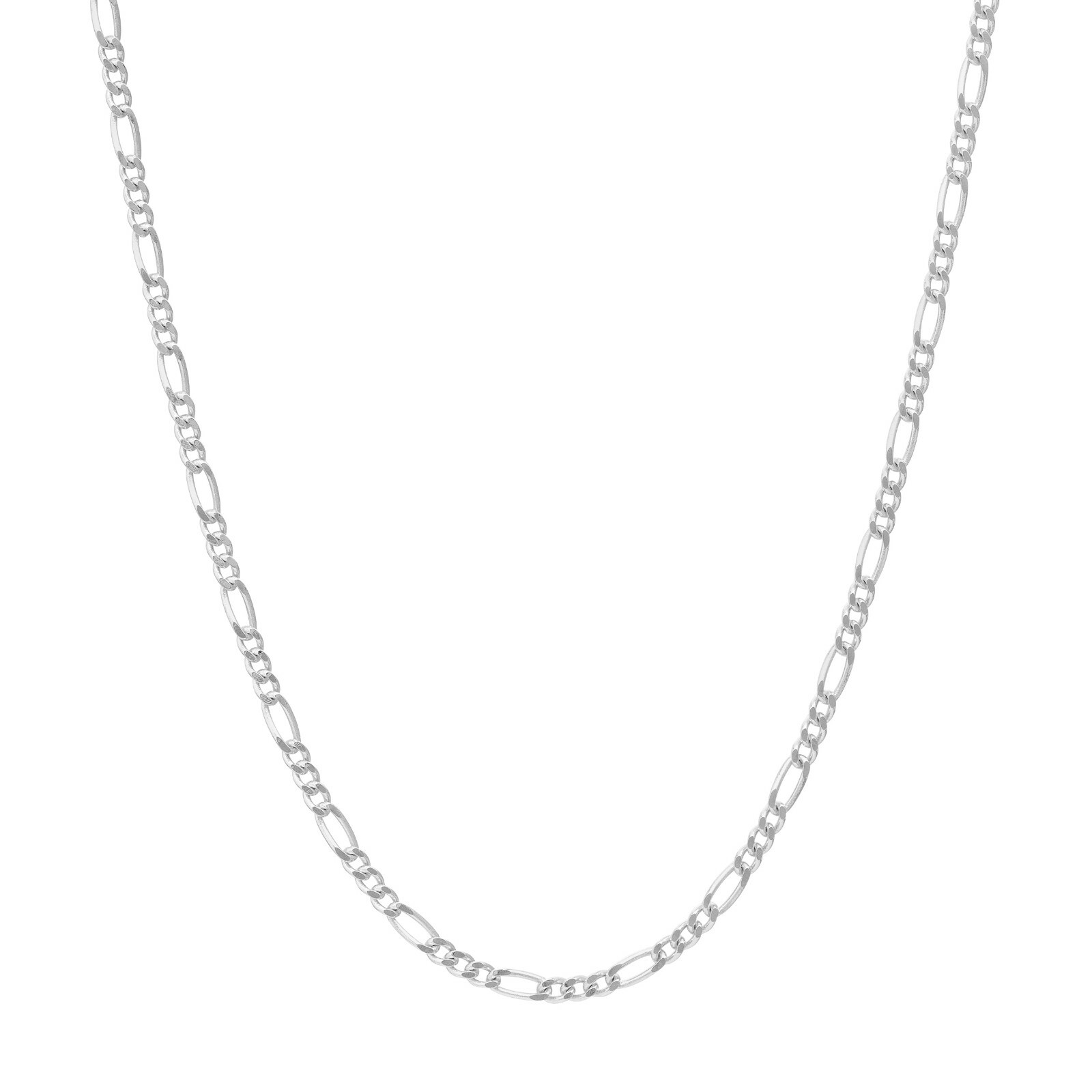 1.28mm Concave Figaro Chain Necklace Real 14K White Gold