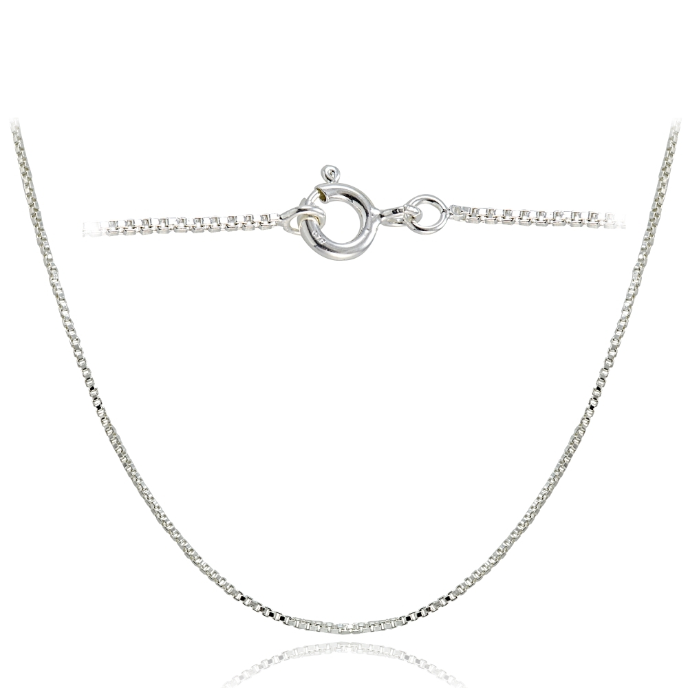 .925 Sterling Silver 1mm Box Chain Necklace in Lengths 14-30