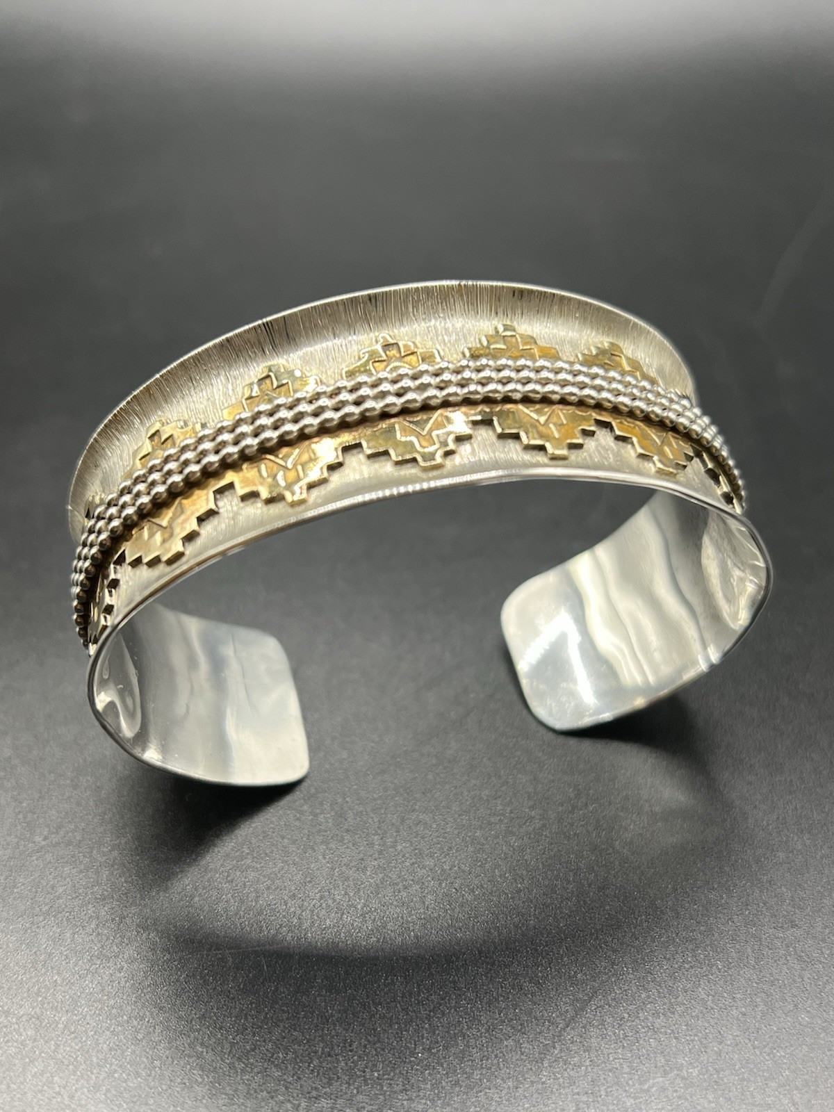 Vintage Lloyd Becenti (BCT) Sterling Silver/Brass Navajo SW Cuff Bracelet