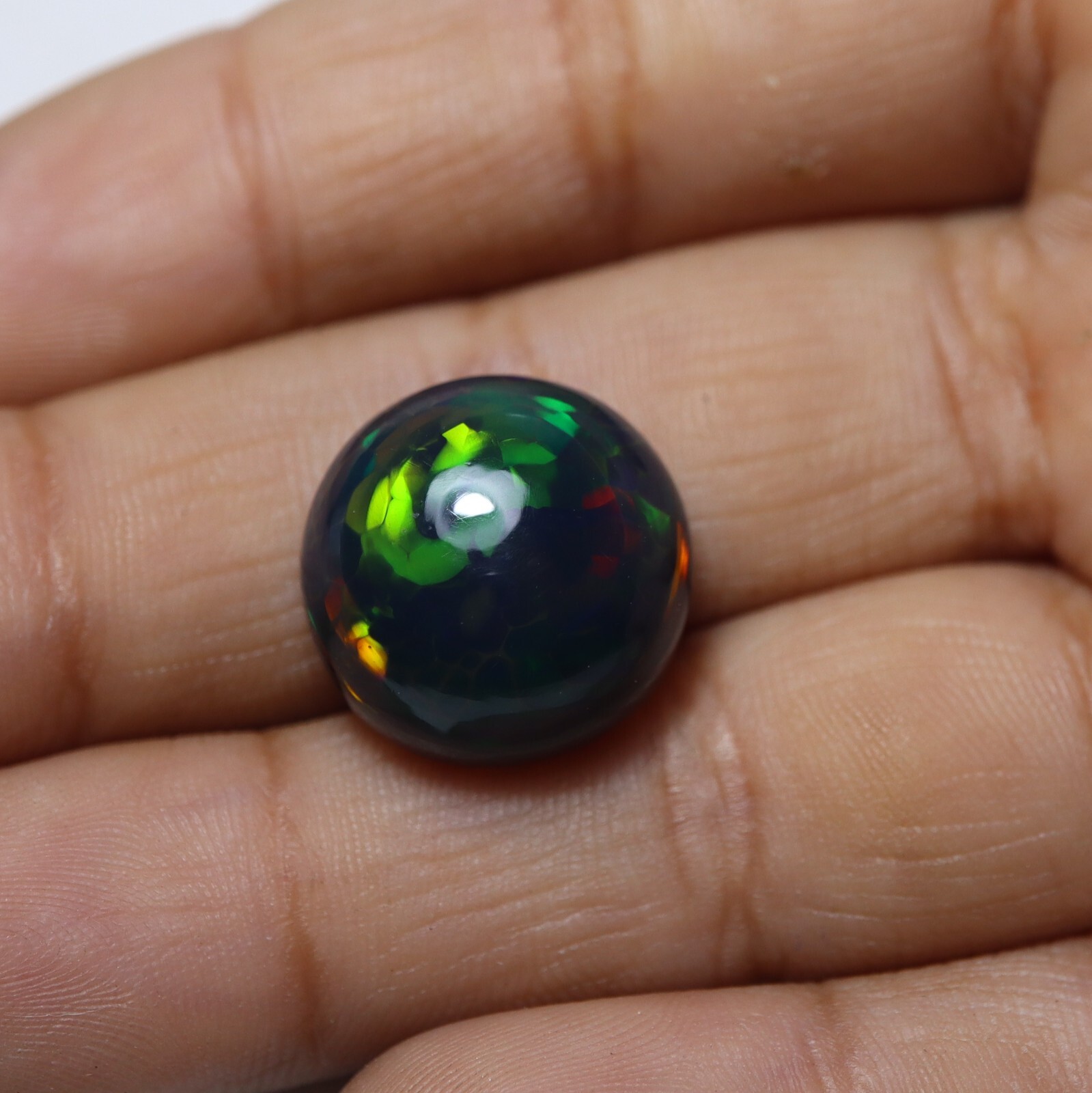 9.8 Ct 14.7 MM Real AAA Flashy Multi Fire Smoked Black Ethiopian Opal Round