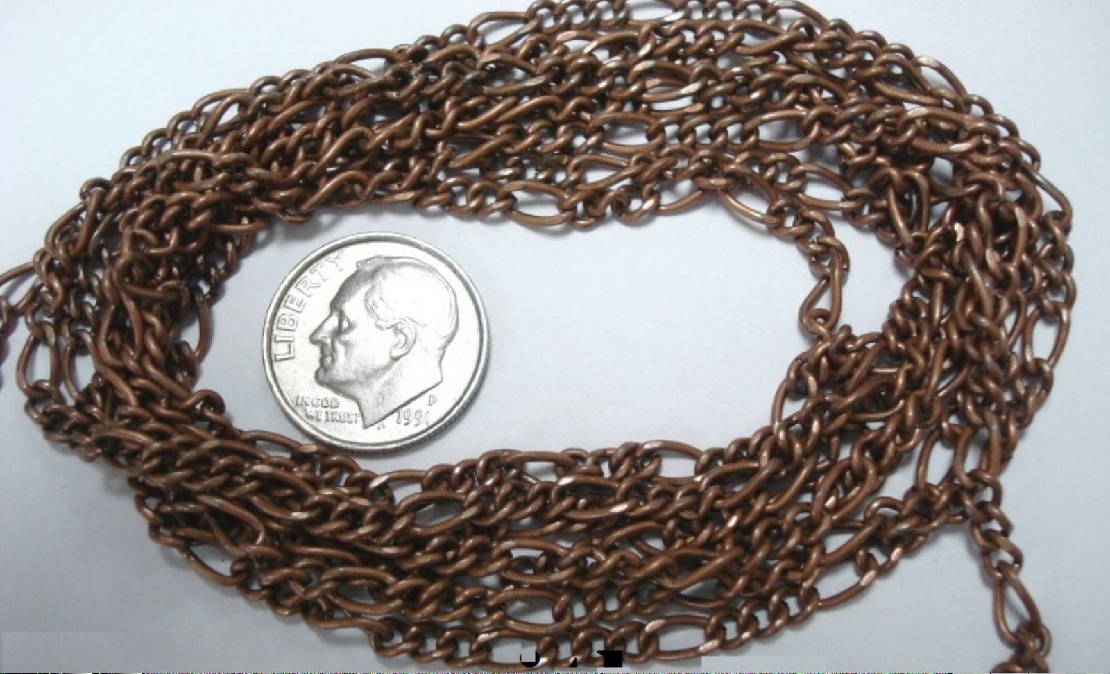 Figaro link chain bulk 5 feet length 6mm large link antique copper plated PCH013