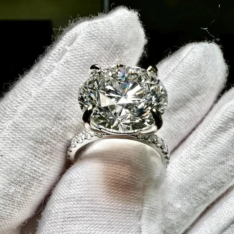 IGI Certified Diamond Ring Round Cut 14k White Gold Lab Grown 5.3 Ct VVS E F