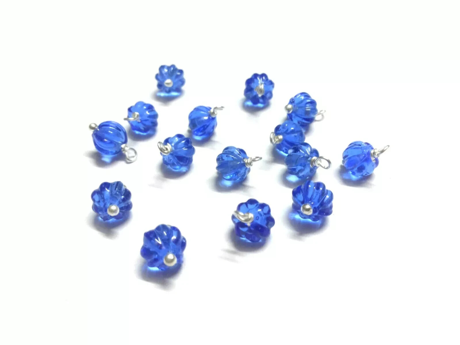 Tanzanite Quartz Muskmelon Carved 6-7mm Beads Silver Wire Wrapped 25 Pecs KG