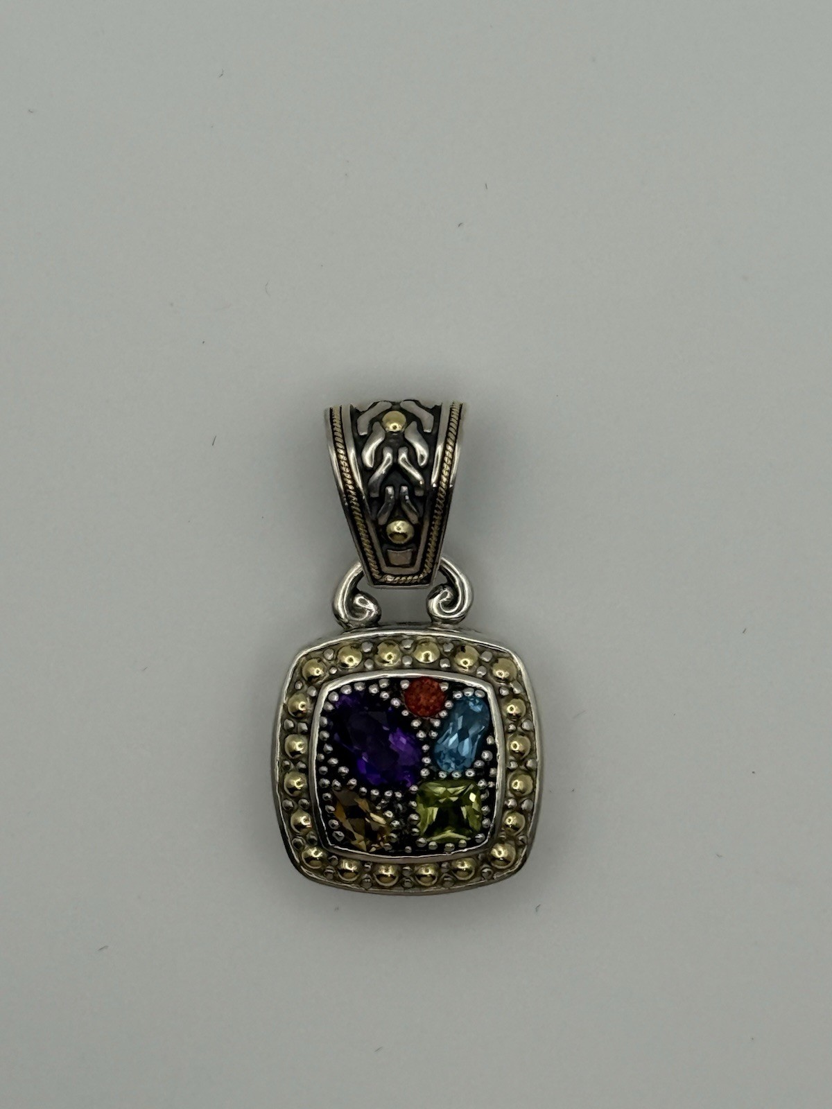 Effy Sterling & 18 K Ballisima Multi Gemstone Pendant Necklace 18″