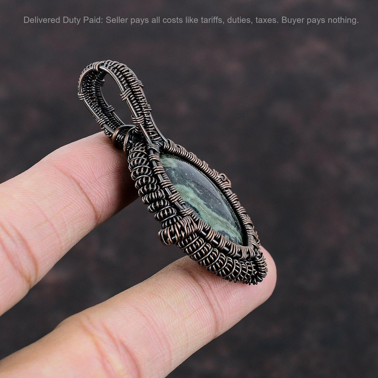 Christmas Sale Copper Kambaba Jasper Stone Wire Wrapped Mother Pendant Jewelry