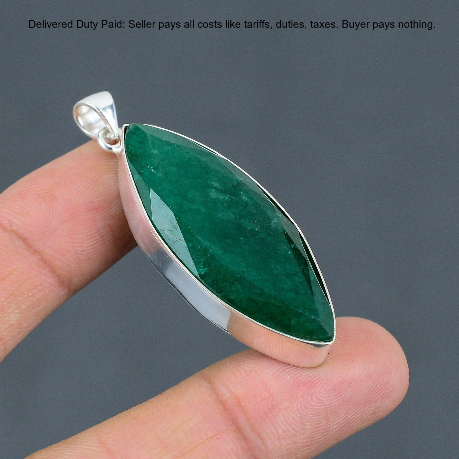Christmas Sale 925 Sterling Silver Zambian Emrald Gemstone Wife Pendant Jewelry