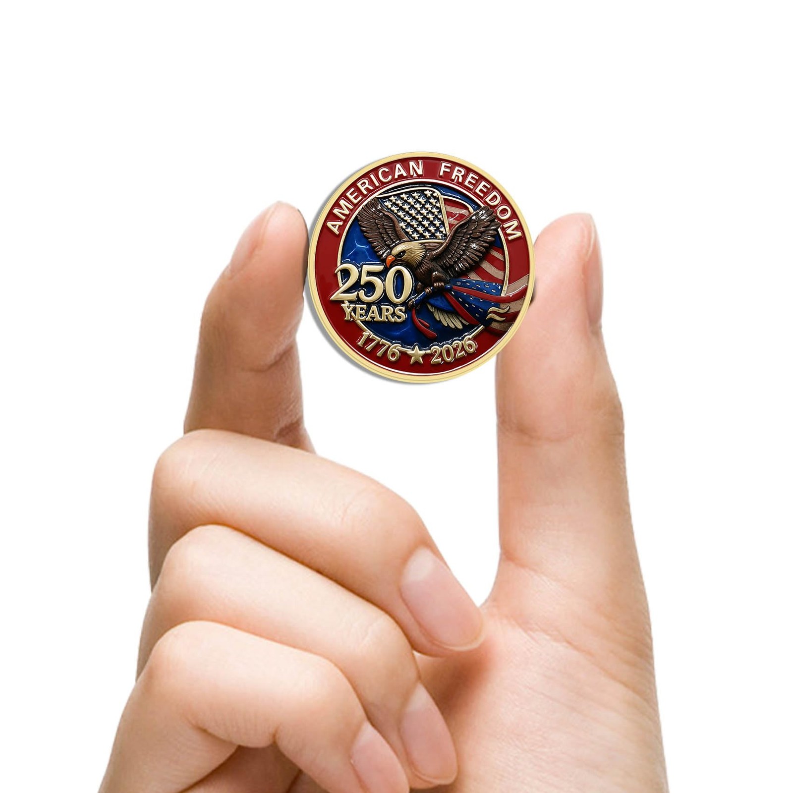 10/PCS Enamel 250 Years of Freedom American Lapel Pins Medium, red