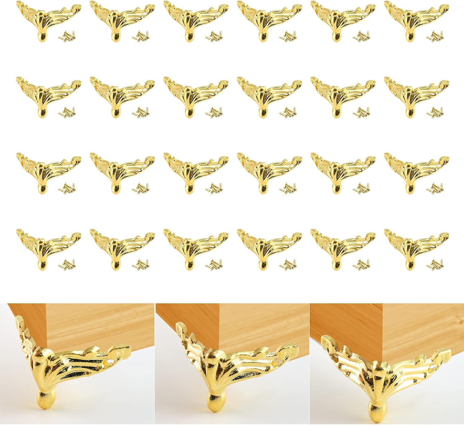 24PCS Antique Brass Alloy Jewelry Box Legs, Wood Case Decorative Legs Hardware,