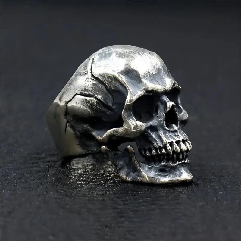 Men’s Stainless Steel Gothic Skull Ring Unique Punk Retro Biker Motorcycle