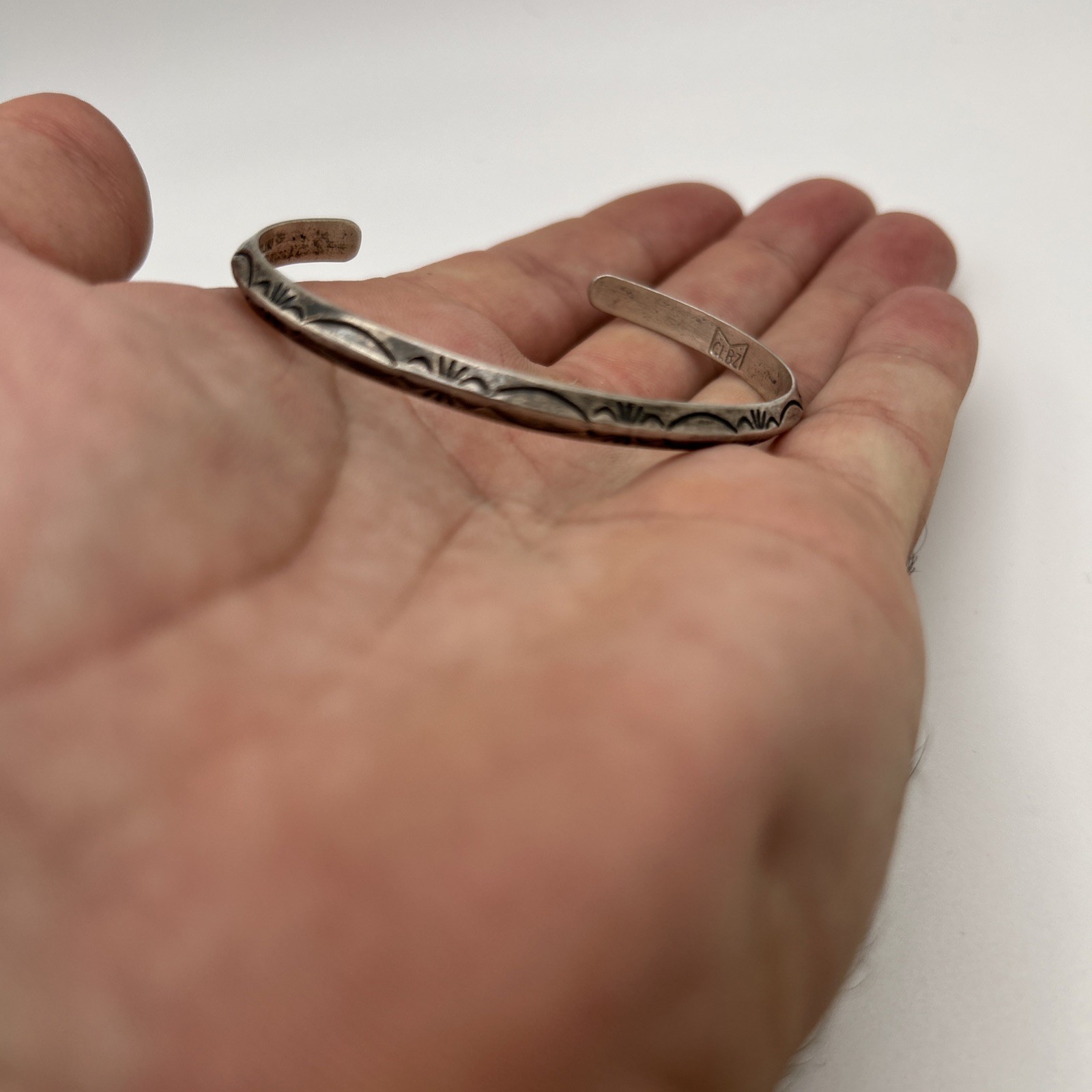 Native American Sterling Silver Stamped Cuff Bracelet CLBZ 11.1g