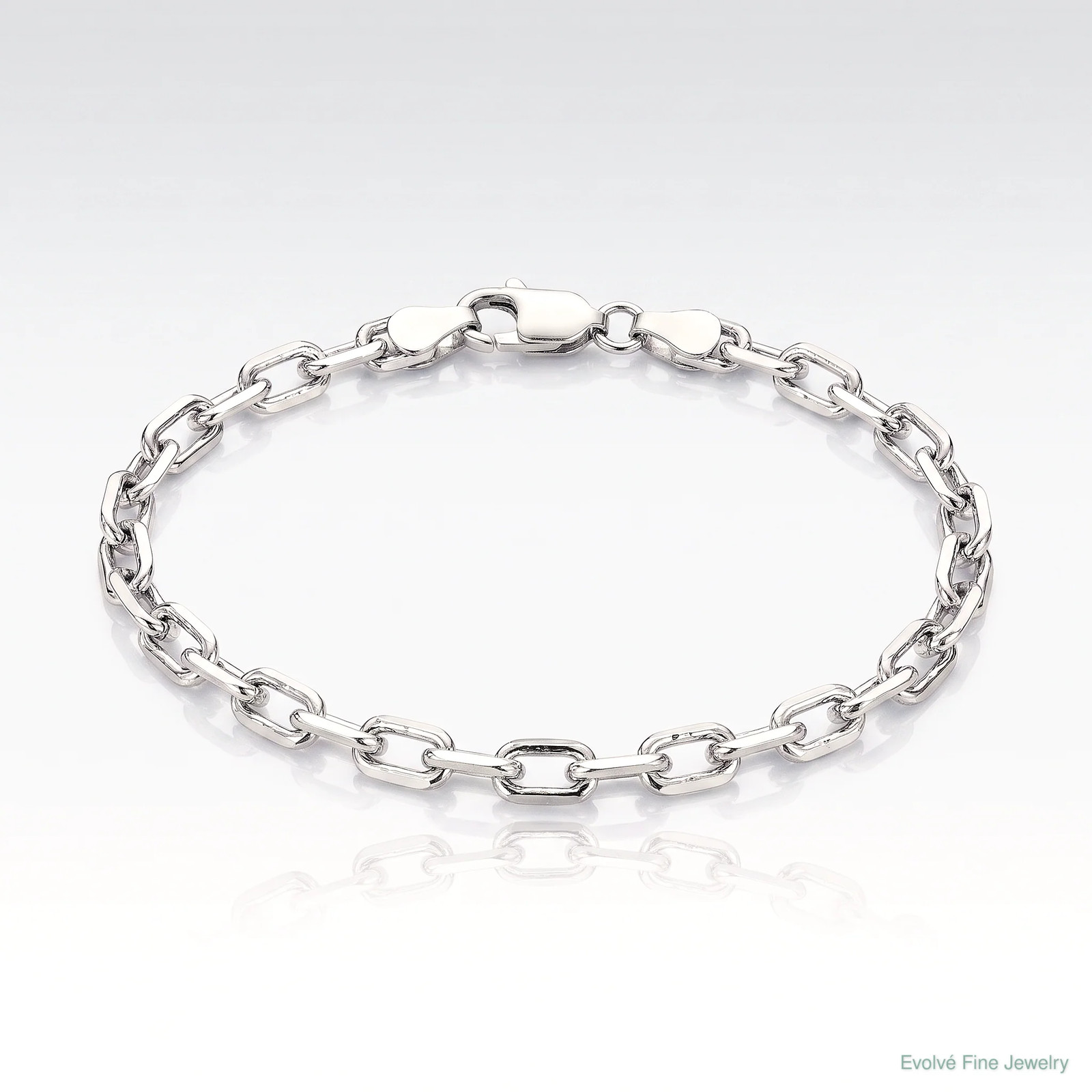 Sterling Silver RH-Plated 3.75mm D/C Long Link Cable Chain Bracelet 7″-8″