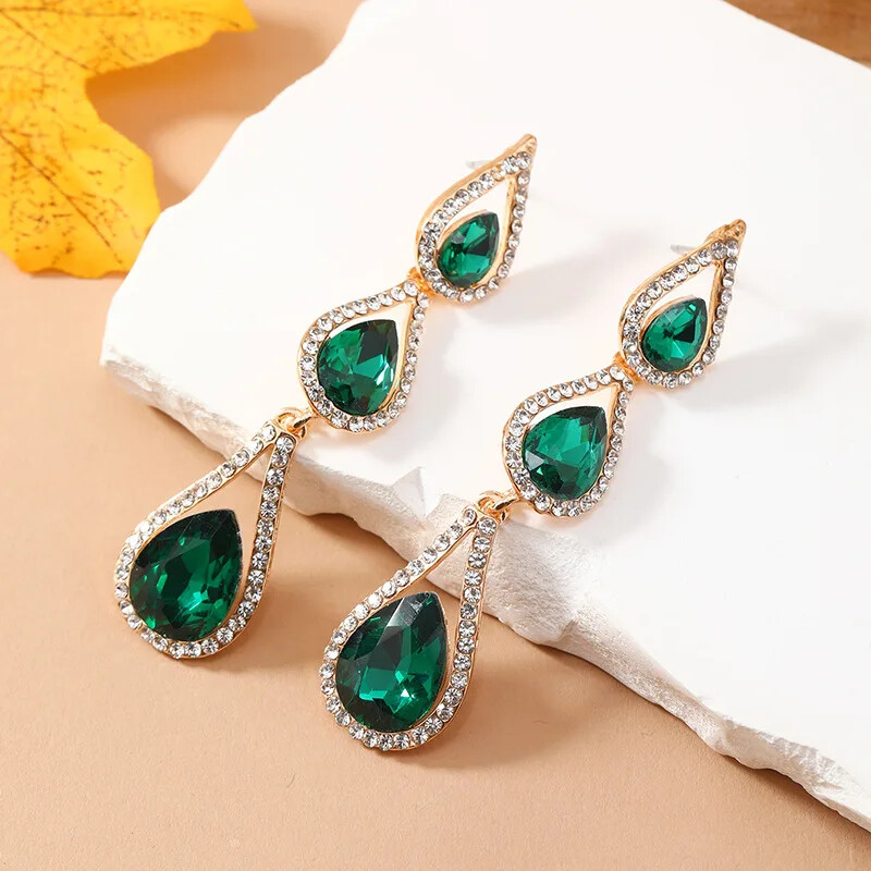 Hot Sale Elegant Personality Fashion Trend Green Dangle Earrings Jewelry