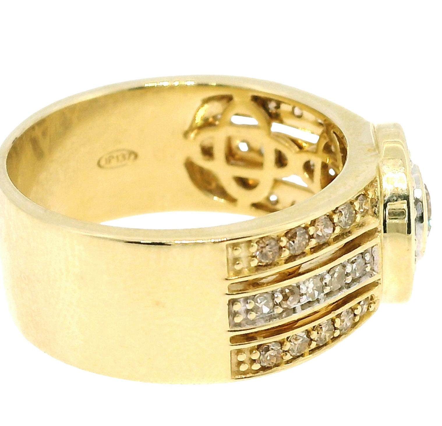 Elegant 9ct Yellow Gold Diamond Ring Multi Cut Shoulders 6.8g Size O