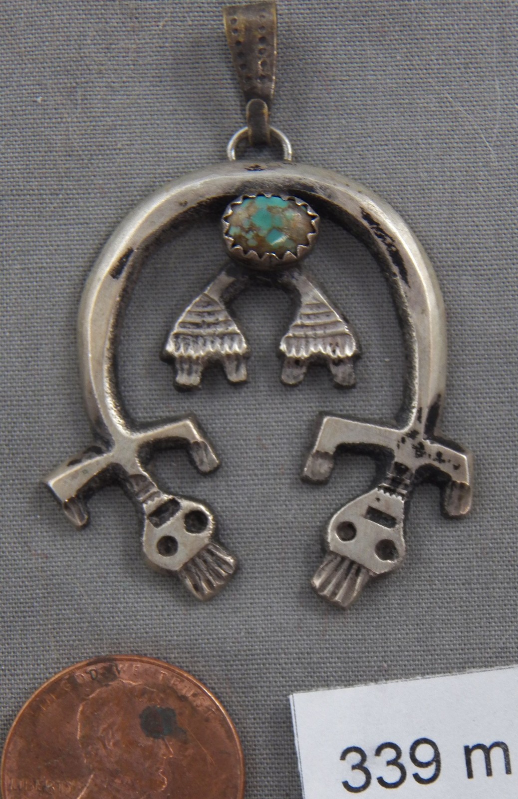 Small Vintage Signed Navajo Double Yei Naja, Sterling & Turquoise, Unique!!