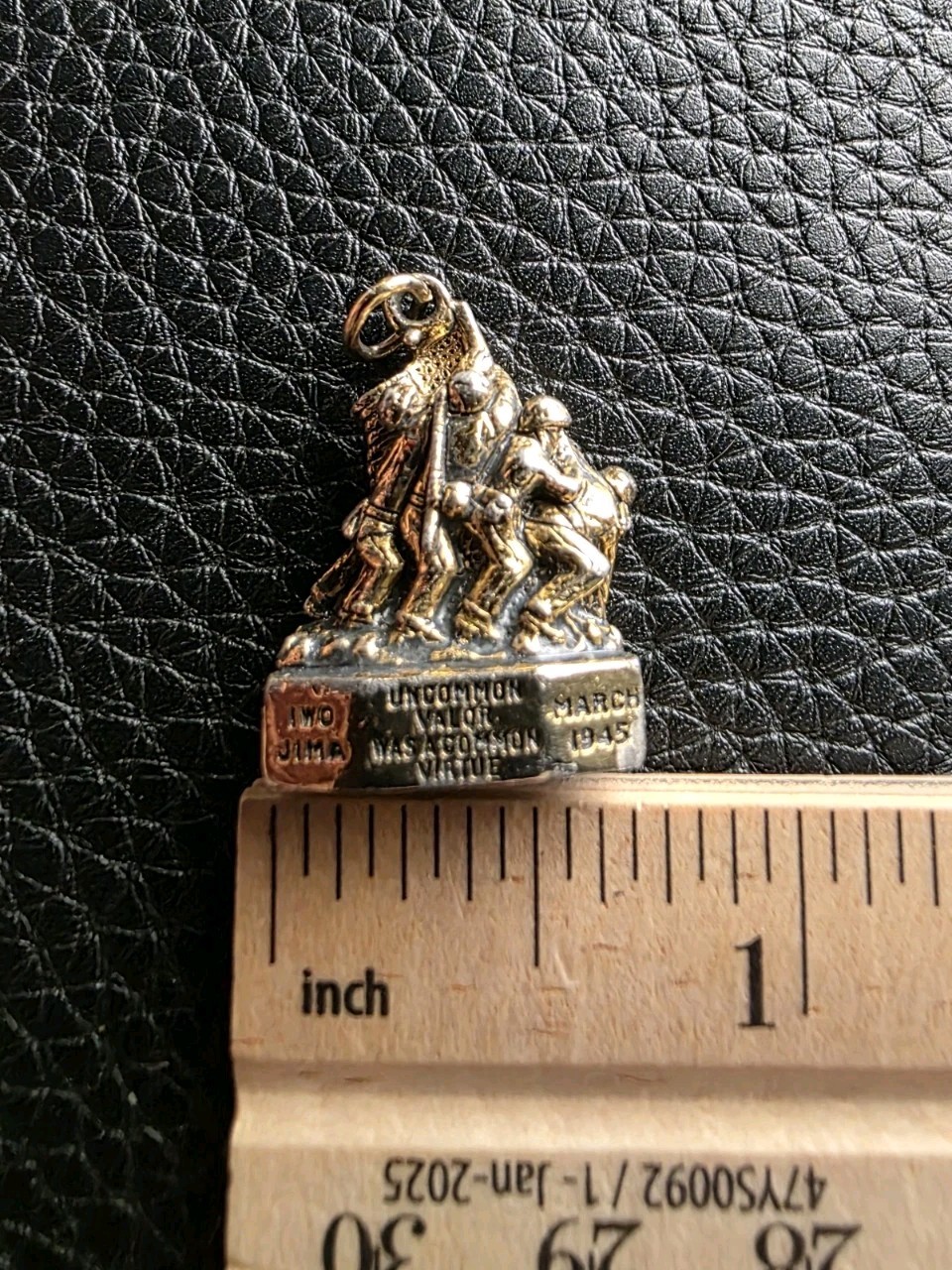 Vintage Iwo Jima Flag Raising Charm Pendant WWII- Kinney Gold Tone