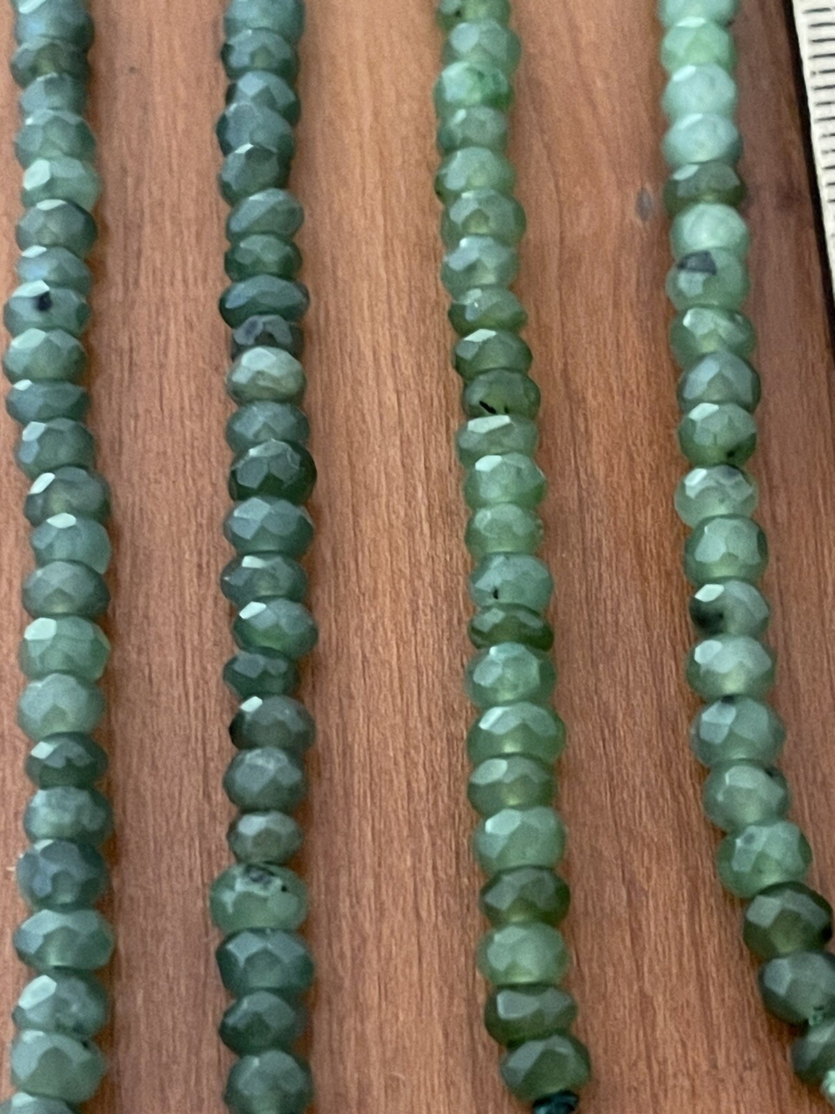 Green Jade Faceted Roundelle Semi-Precious Stones Loose Beads