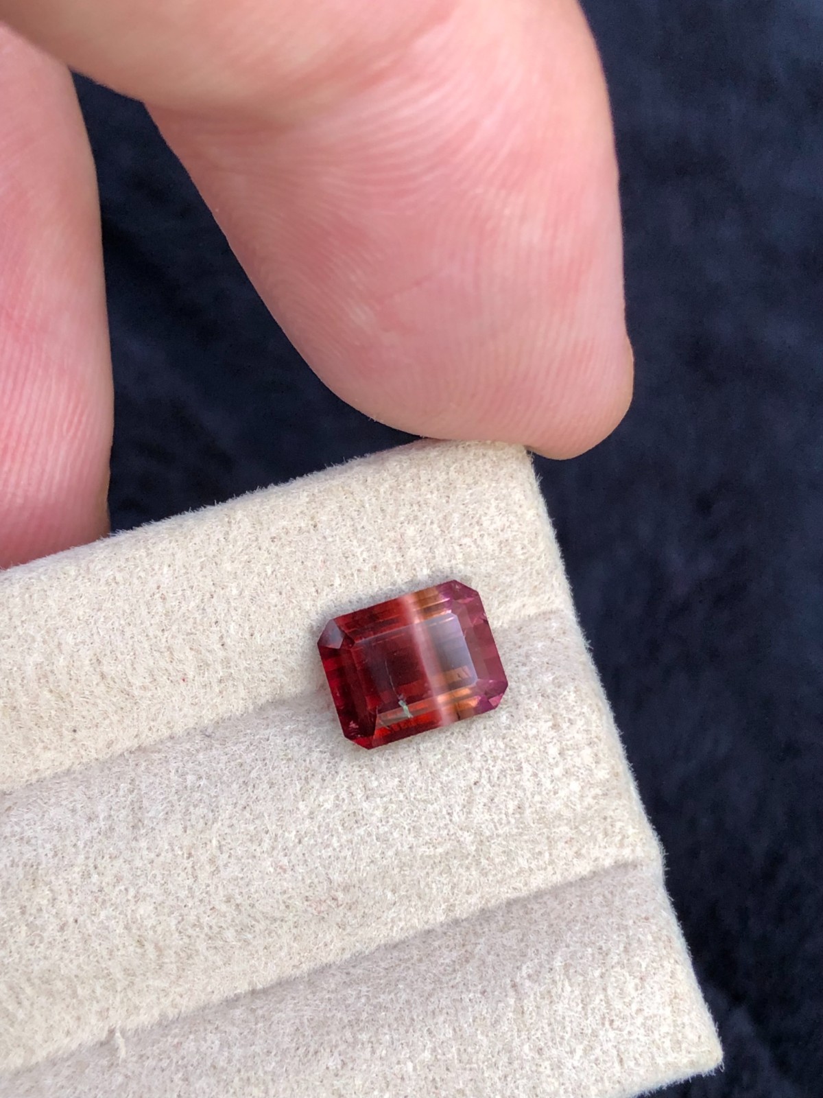 Emerald Cut Quad Color Natural Tourmaline Gemstone: 1.8 Carats