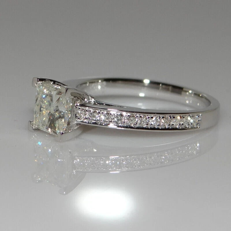 3.25Ct VVS1 Princess Cut Lab Created Diamond Wedding 925 Silver Engagement Ring