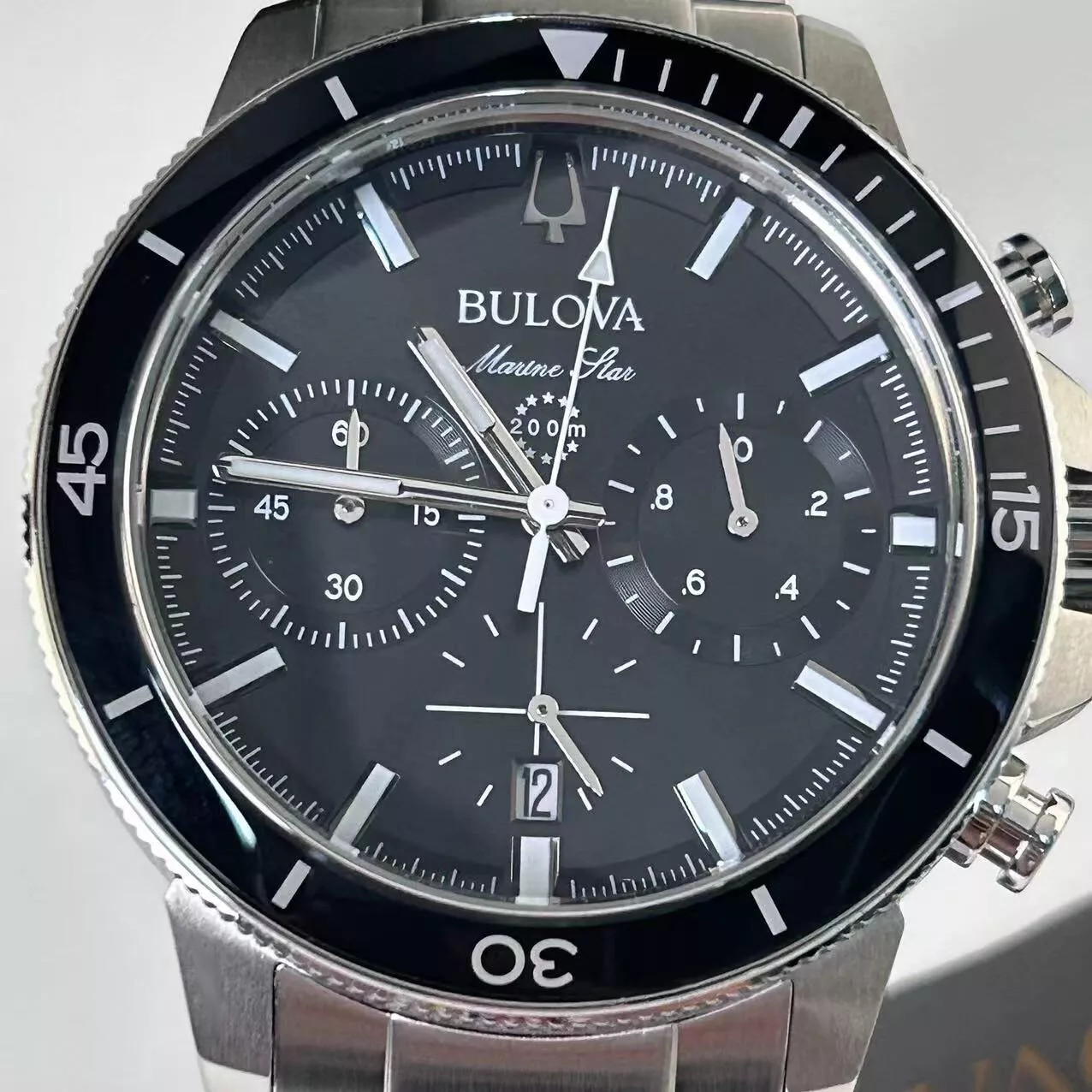 Bulova Marine Star Series C 96B272 Black Dial Stainless Steel Men’s Quartz Watch