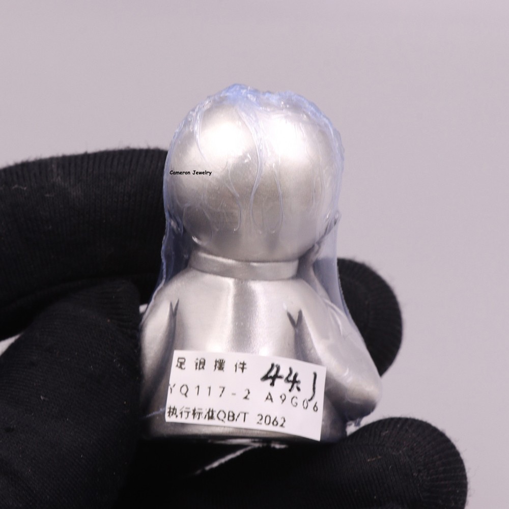 Pure S999 Silver Mini Monk Statue Think Nothing Desk Ornament Home Decor 44-45g