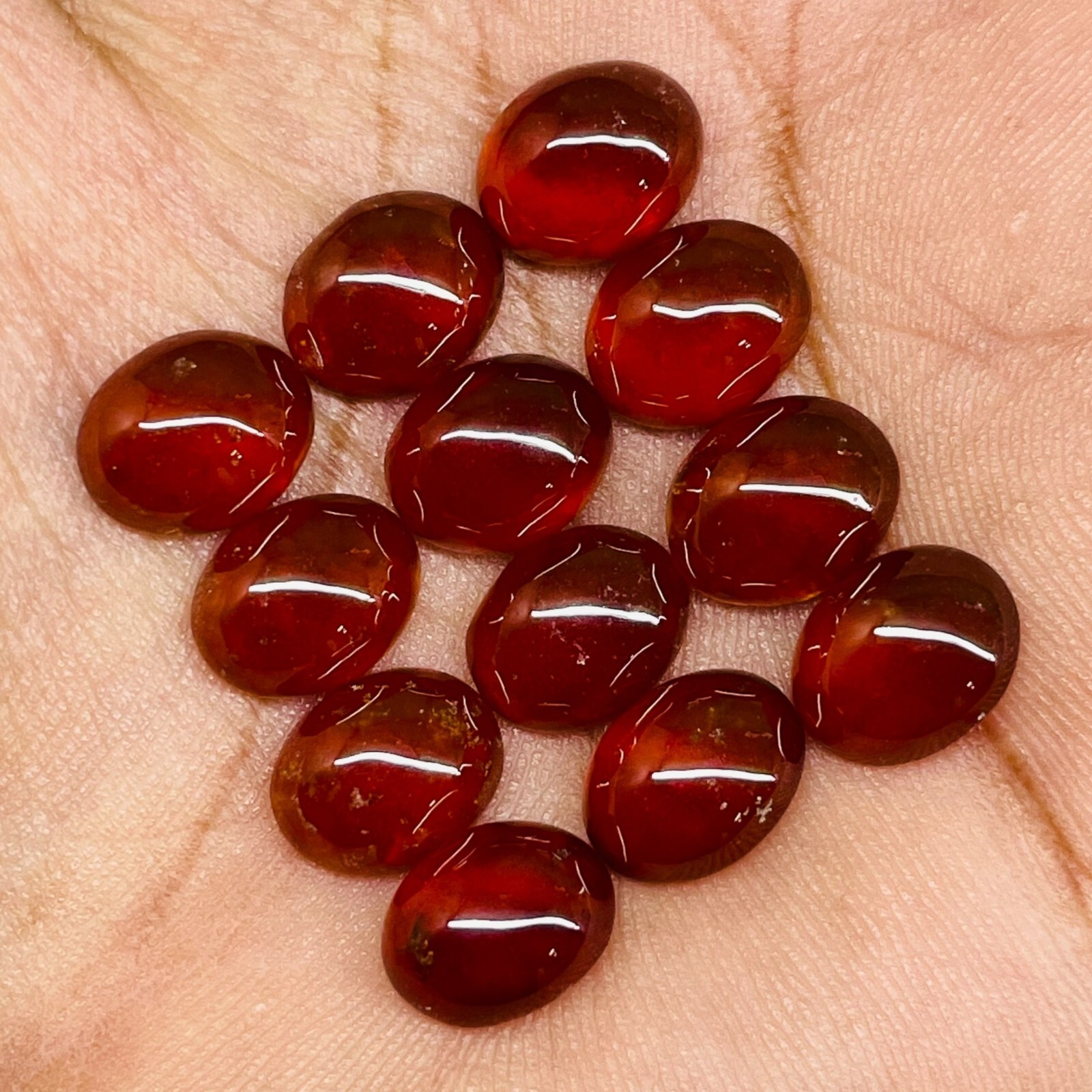 12 Pcs Natural Hessonite Garnet 11x9mm Oval Untreated Loose Untreated Gemstones