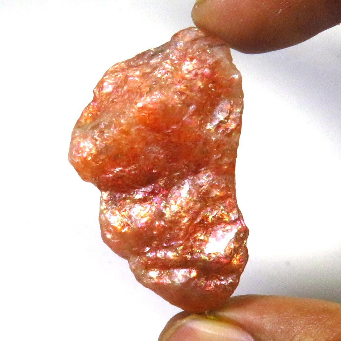 Rainbow Orange Sunstone Rough 38x21mm 79cts Natural Sunstone Rough Gems SR-399