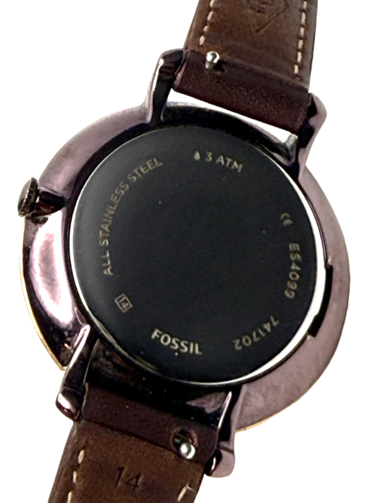 FOSSIL ES4099 JACQUELINE ROSE GOLD CORDOVAN BROWN LEATHER STRAP LADIES WATCH