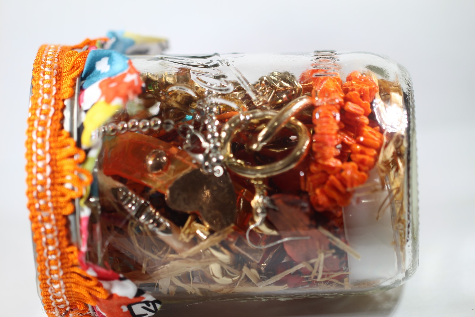 1 Pint Mystery Jewelry Jar- All Wearable – Hand Picked – Orange theme NICE