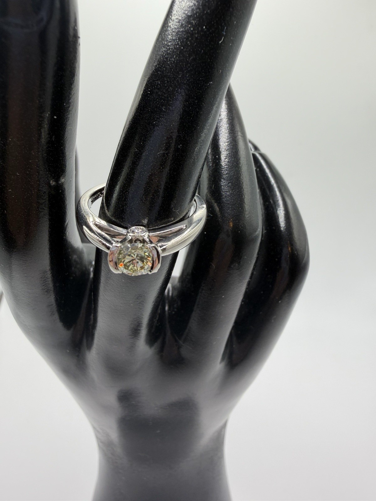 Palladium 3 Diamond Engagement Ring Sz 6.5