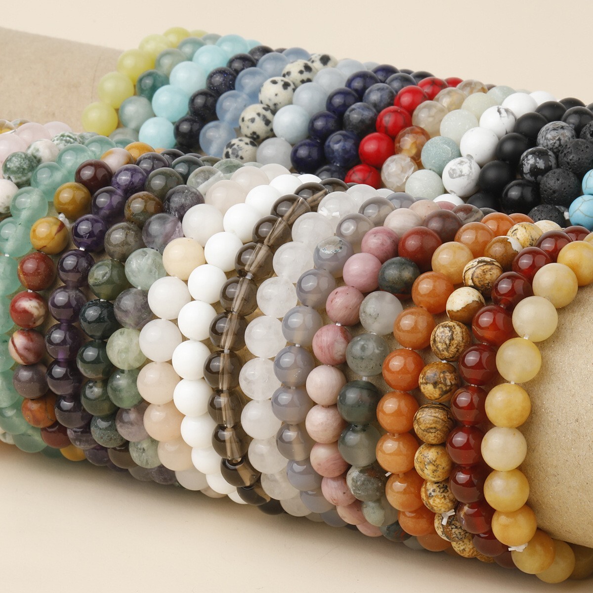 4mm-10mm Natural Gemstone Beaded Stretch Bracelet Crystal Healing Reiki Gifts