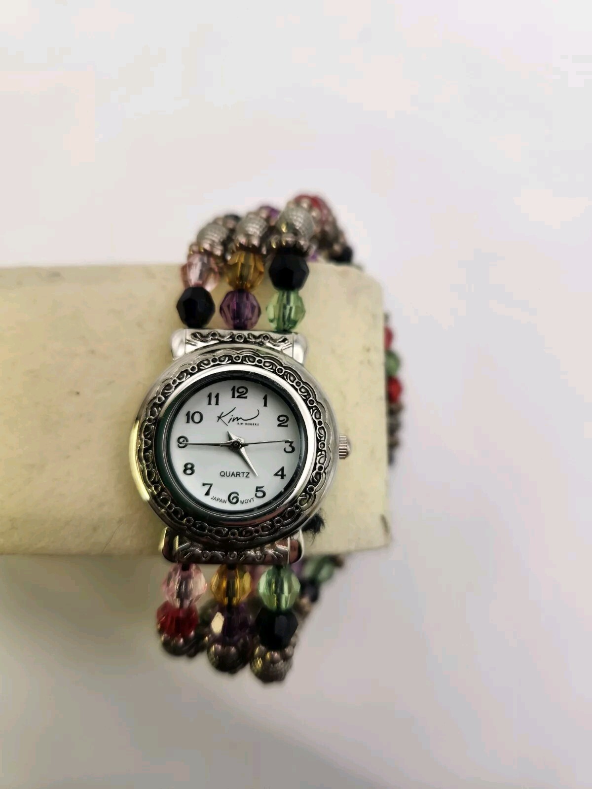Women’s Kim Rogers Watch. Multi Color Bead Bracelet. B14